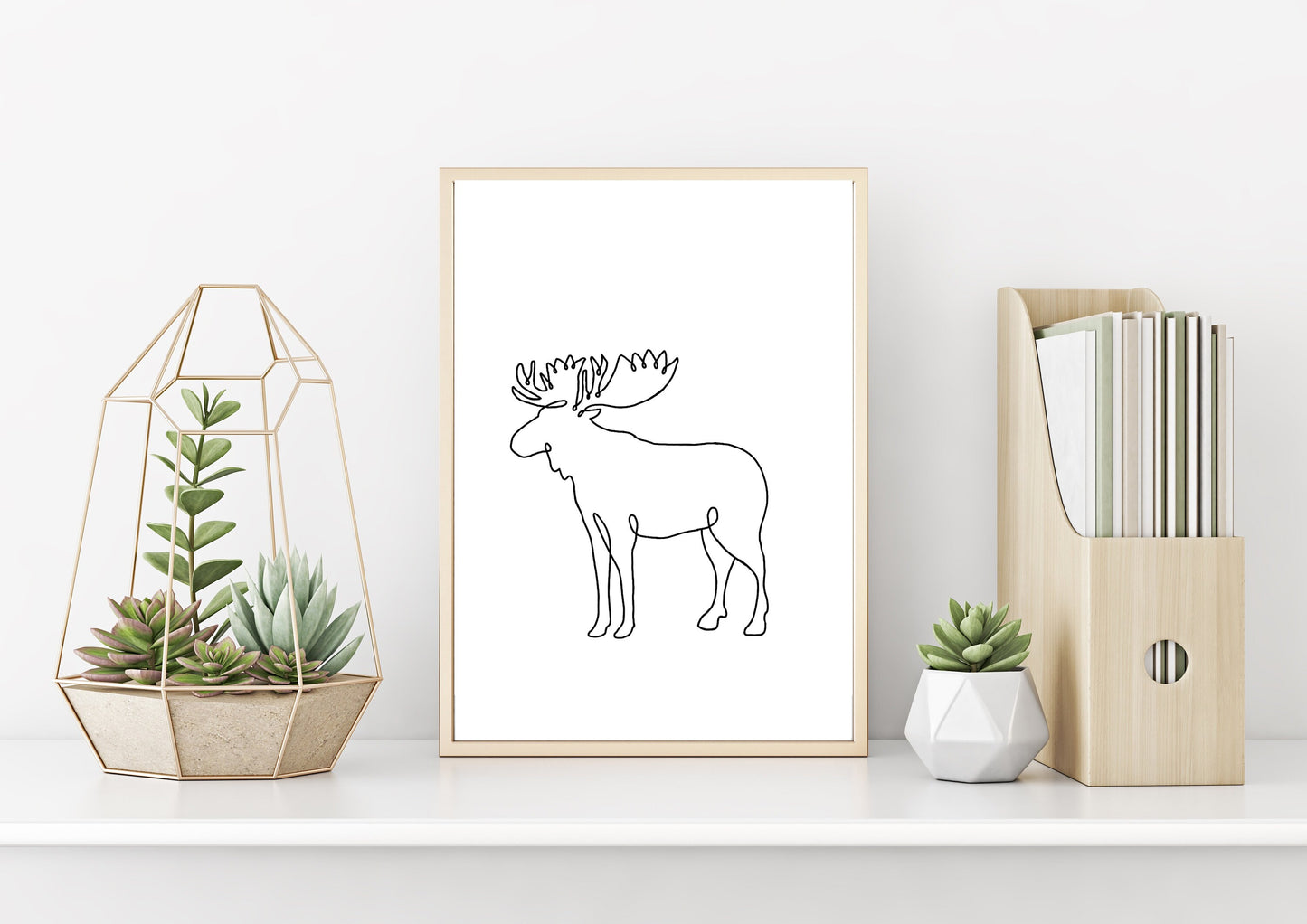 Moose Line Art, Minimalist Nursery Wall Art Set, Forest animal Line Art, Wall Decor, Home Decor, Physical Art Print