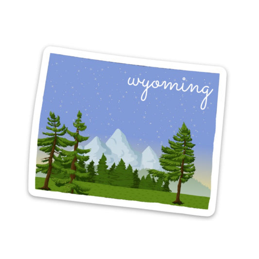 Wyoming State 3x3in Sticker, Mountain Sticker, Vinyl Sticker for your Laptop, Water Bottle or Bullet Journal