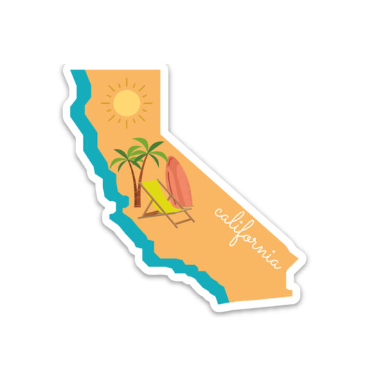 California State 3x3in Sticker, Beach Sticker, Vinyl Sticker for your Laptop, Water Bottle or Bullet Journal