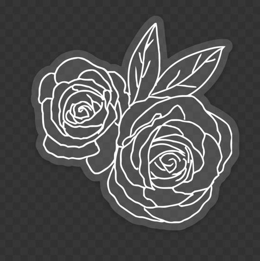 Floral Rose Bouquet 3x3in. Clear Vinyl Sticker for your Laptop, Water Bottle or Bullet Journal, Roses, Flower Decal