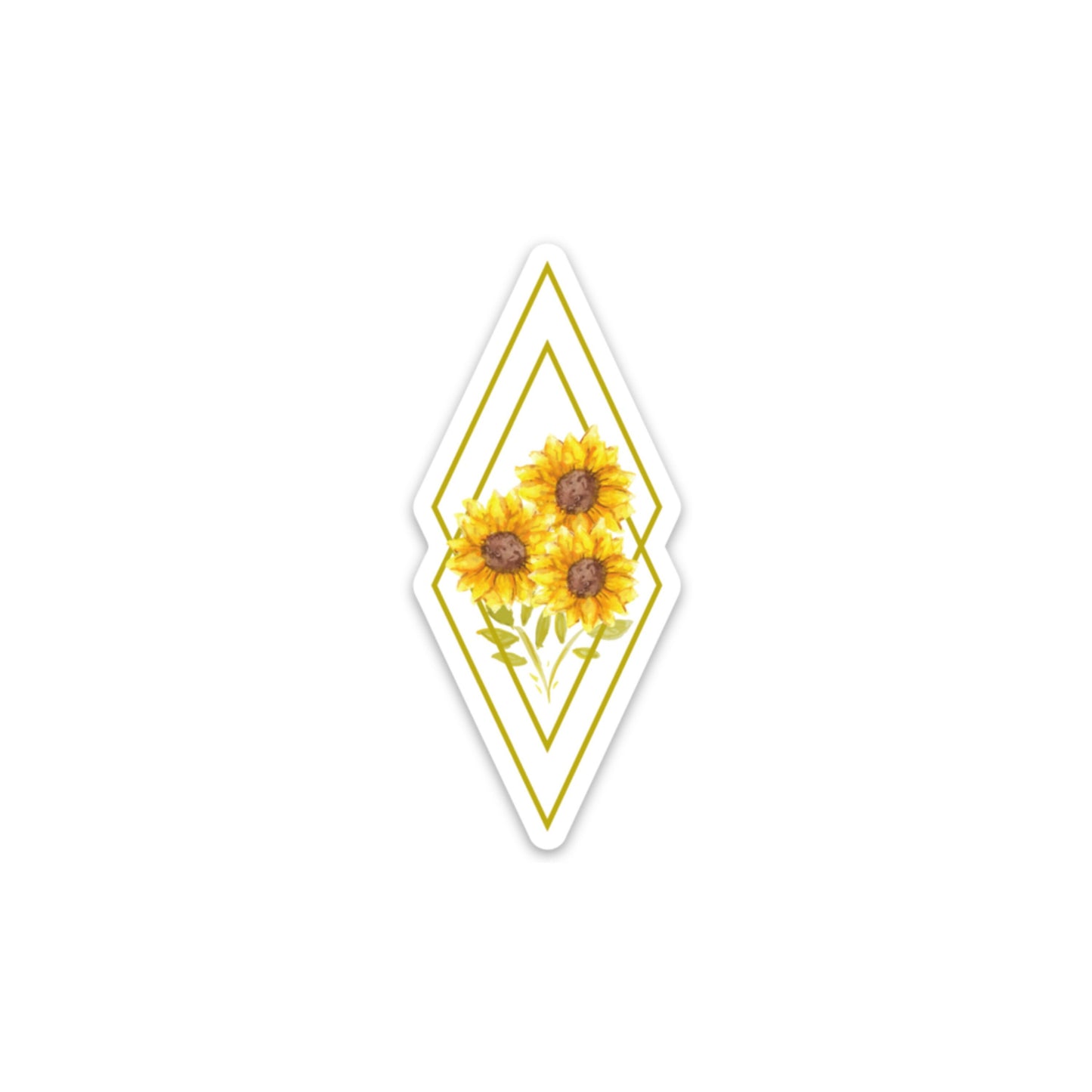 White and Gold Diamond Sunflower Bouquet 2x2in. Vinyl Sticker for your Laptop, Hydroflask, Planner, or Bullet Journal, Sunflowers