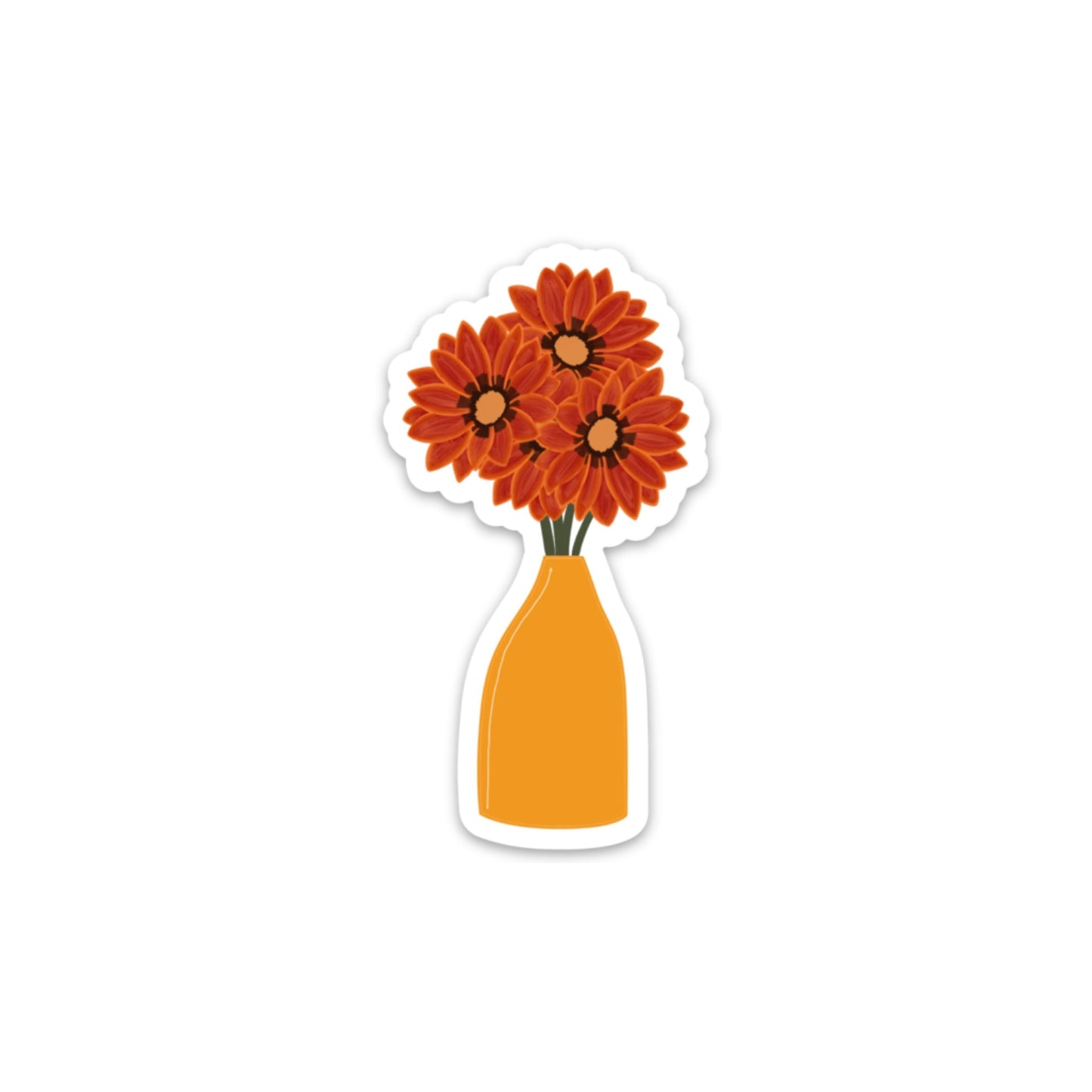 Kiss Orange Gazania Flower Bouquet 3x3in. Vinyl Sticker for your Laptop, Hydroflask, Water Bottle, Planner or Bullet Journal, Flower Decal