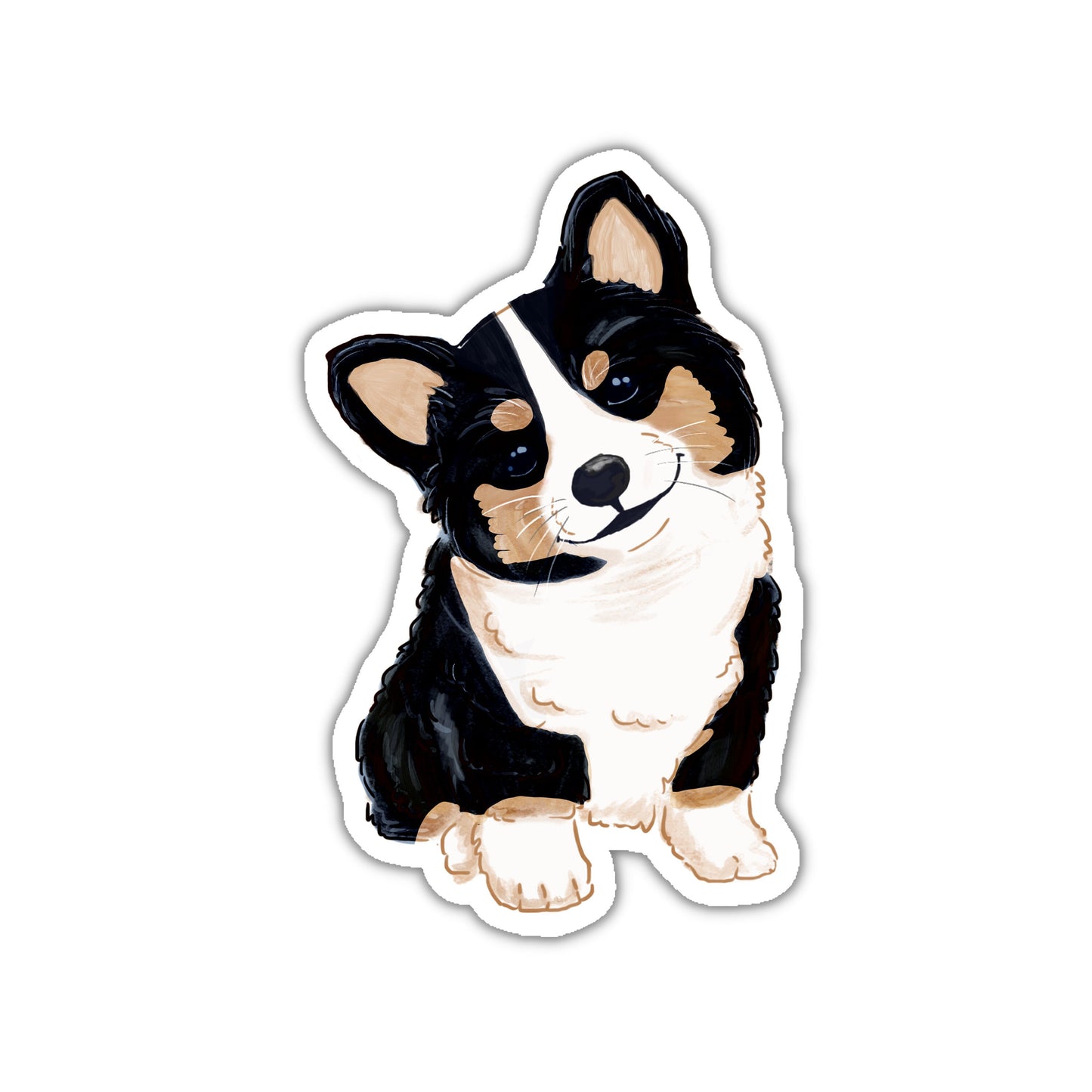 3x3in. Black Corgi Sticker, Waterproof, Laptop Decal, Water Bottle Decal