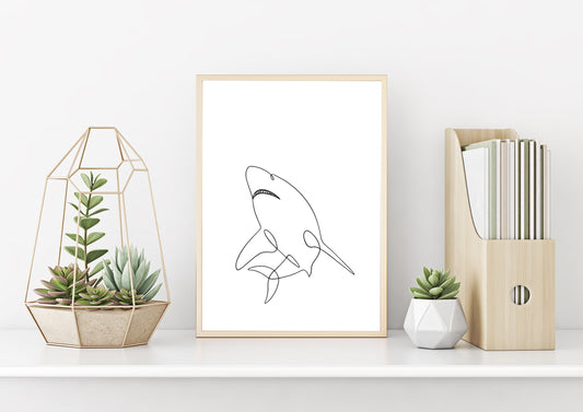 Shark nursery print, black and white minimalist wall art, kids playroom decor, shark nursery decor, sea animal nursery art