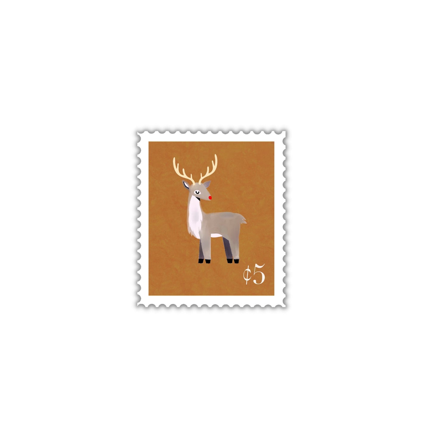 Reindeer Stamp 2x2in. Vinyl Sticker for your Laptop, Hydroflask, Water Bottle, or Bullet Journal, Flower Decal, skateboard stickers