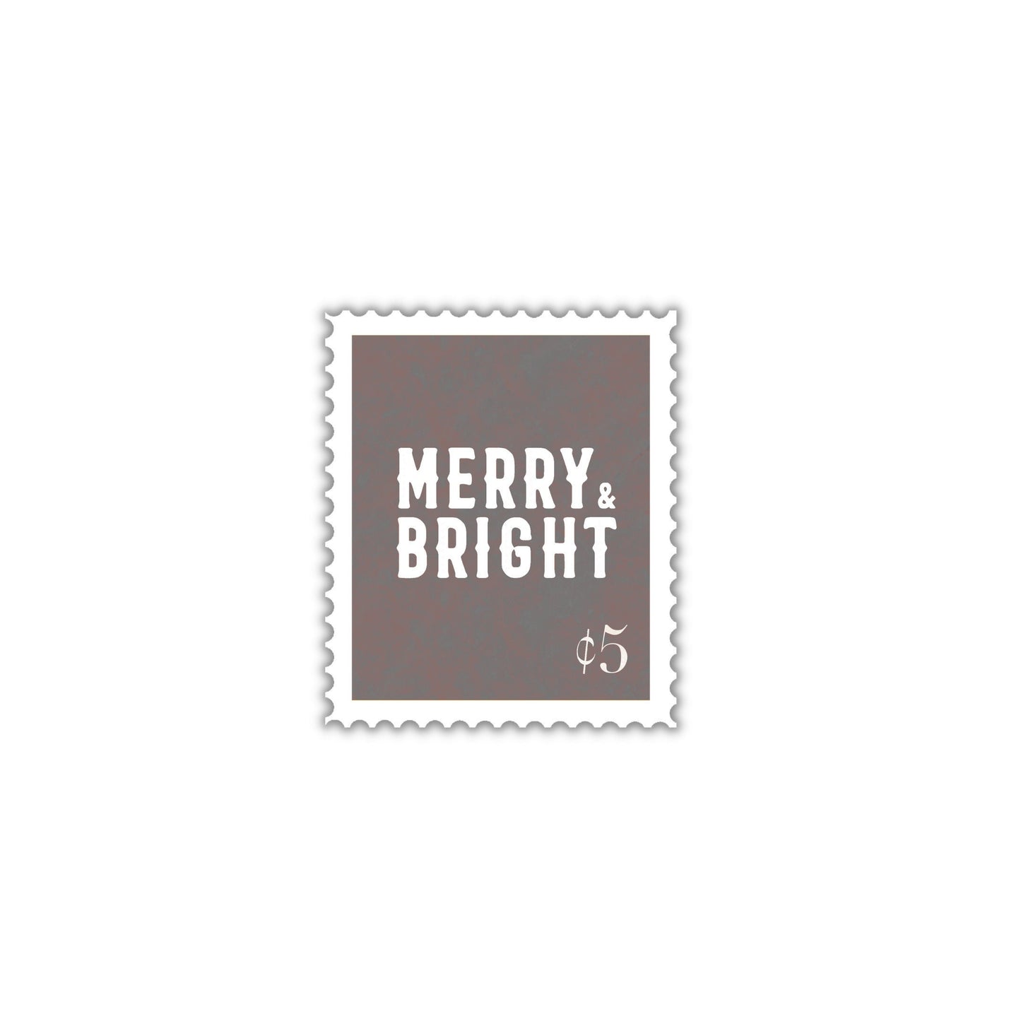 Merry & Bright Christmas Stamp 2x2in. Vinyl Sticker for your Laptop, Hydroflask, Water Bottle, decal, skateboard stickers